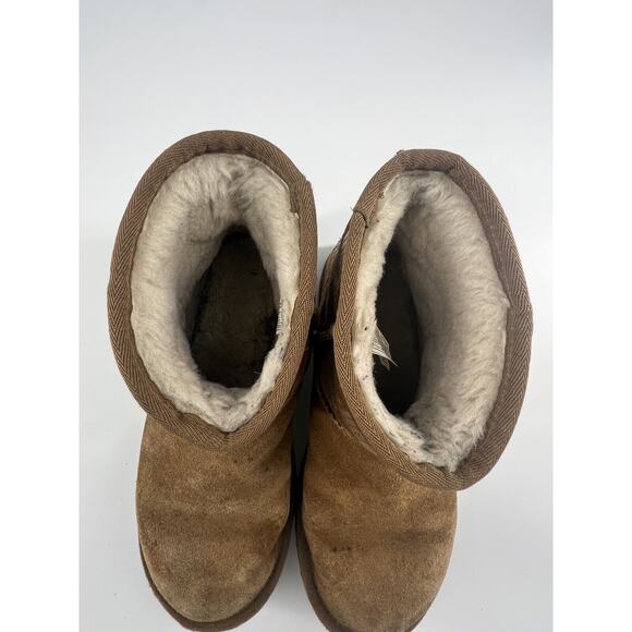 Ugg Classic Mini II Print Boots Mens Size 7 Brown Chestnut Suede Sheepskin Y2K - Picture 8 of 11